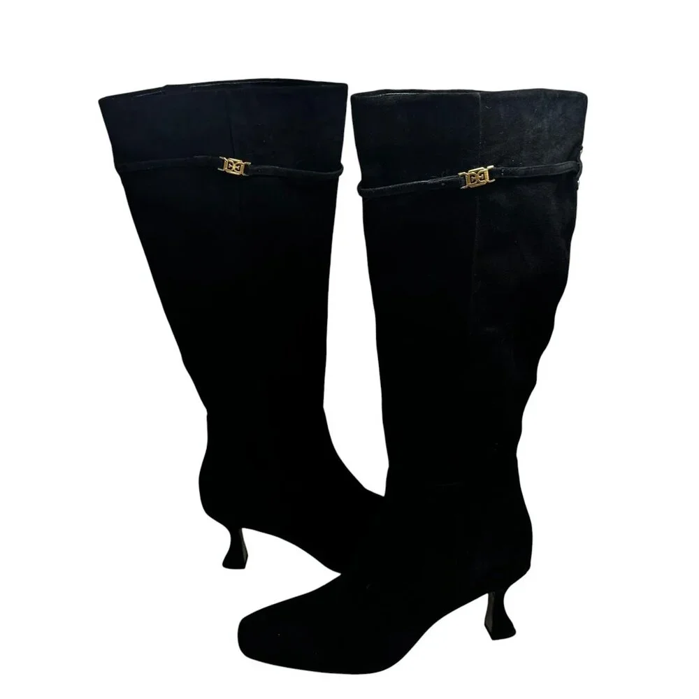 Sam Edelman Lyla Women's Boots Black‎ Suede 7.5 Wide Calf New